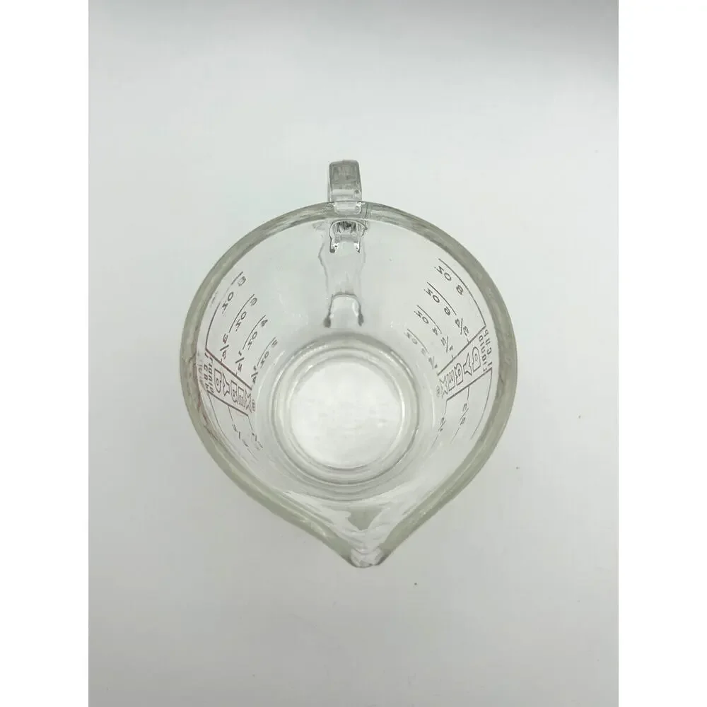 Vintage PYREX 508 Measuring Cup 1 Cup 8 oz Red Letter Open D Handle USA Glass